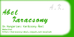 abel karacsony business card